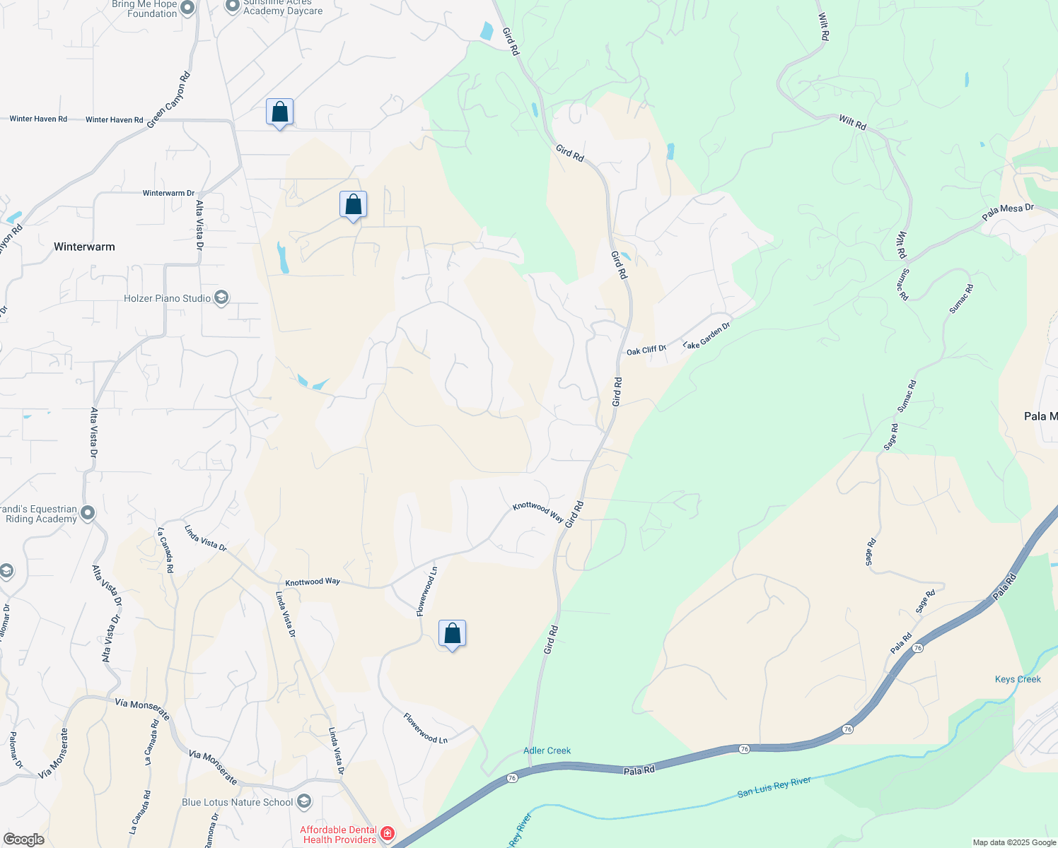 map of restaurants, bars, coffee shops, grocery stores, and more near 3064 Vía Loma in Fallbrook