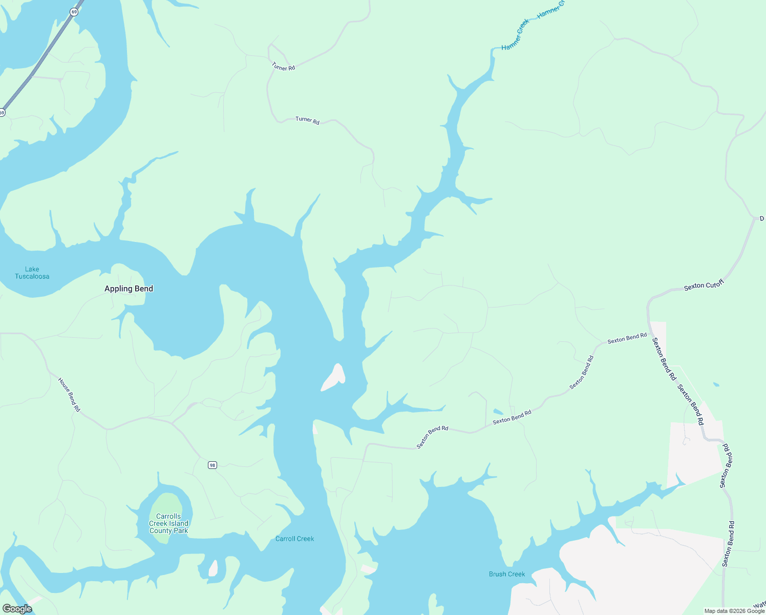 map of restaurants, bars, coffee shops, grocery stores, and more near 14612 Lake Island Road in Tuscaloosa