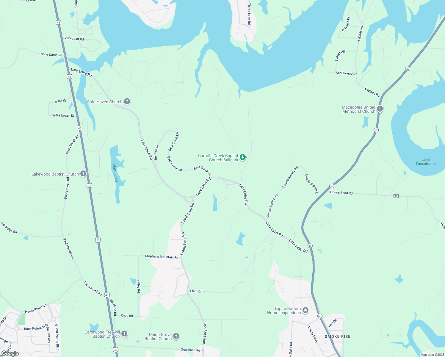 map of restaurants, bars, coffee shops, grocery stores, and more near Lary Lake Road in Northport