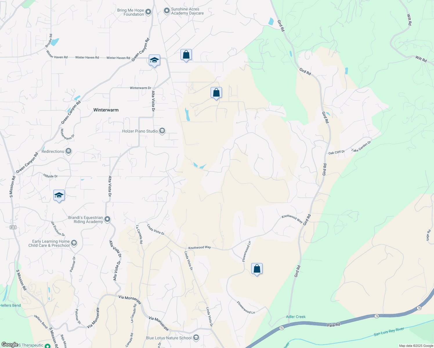 map of restaurants, bars, coffee shops, grocery stores, and more near 2311 Calle Dos Lomas in Fallbrook