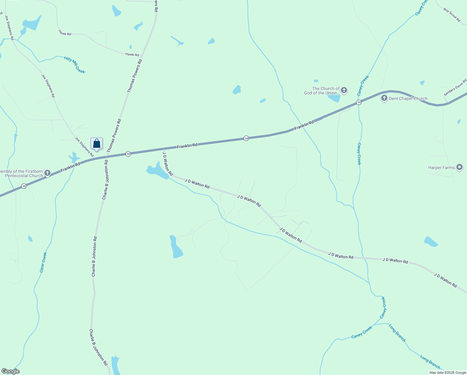 map of restaurants, bars, coffee shops, grocery stores, and more near 1463 J D Walton Road in Newnan