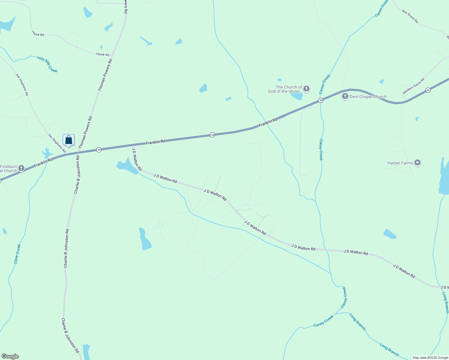 map of restaurants, bars, coffee shops, grocery stores, and more near 63 Walton Lane in Newnan