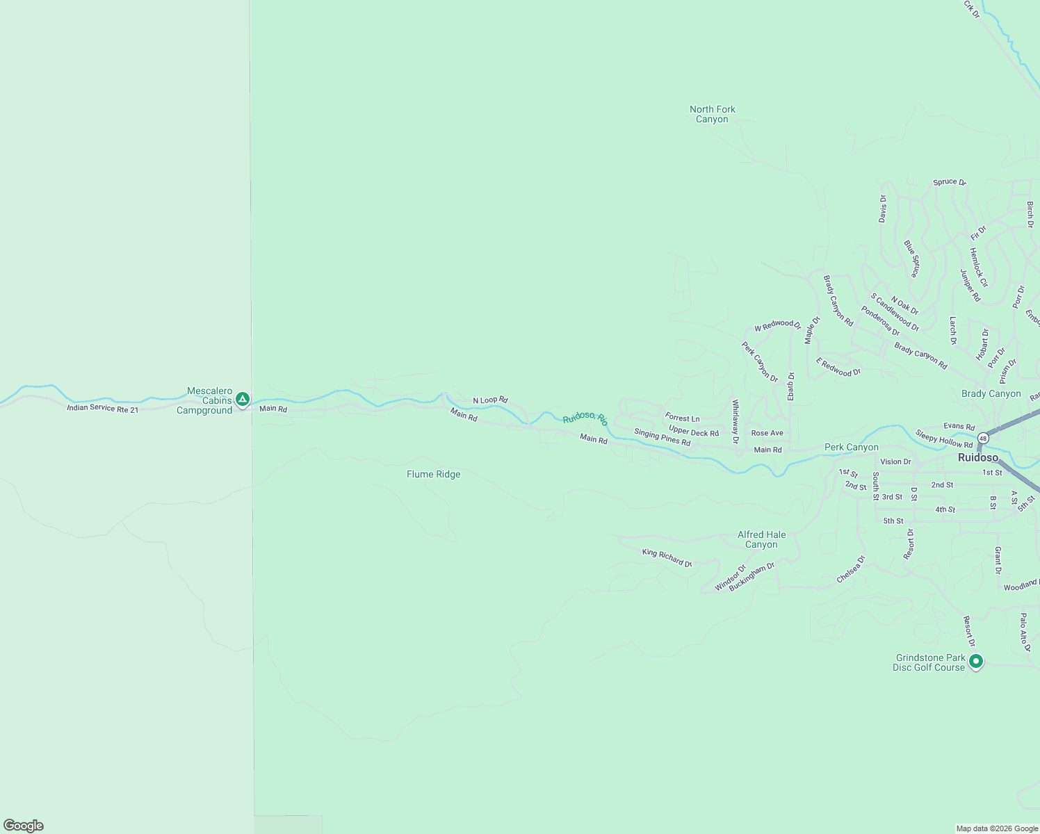 map of restaurants, bars, coffee shops, grocery stores, and more near 103 North Loop Road in Ruidoso
