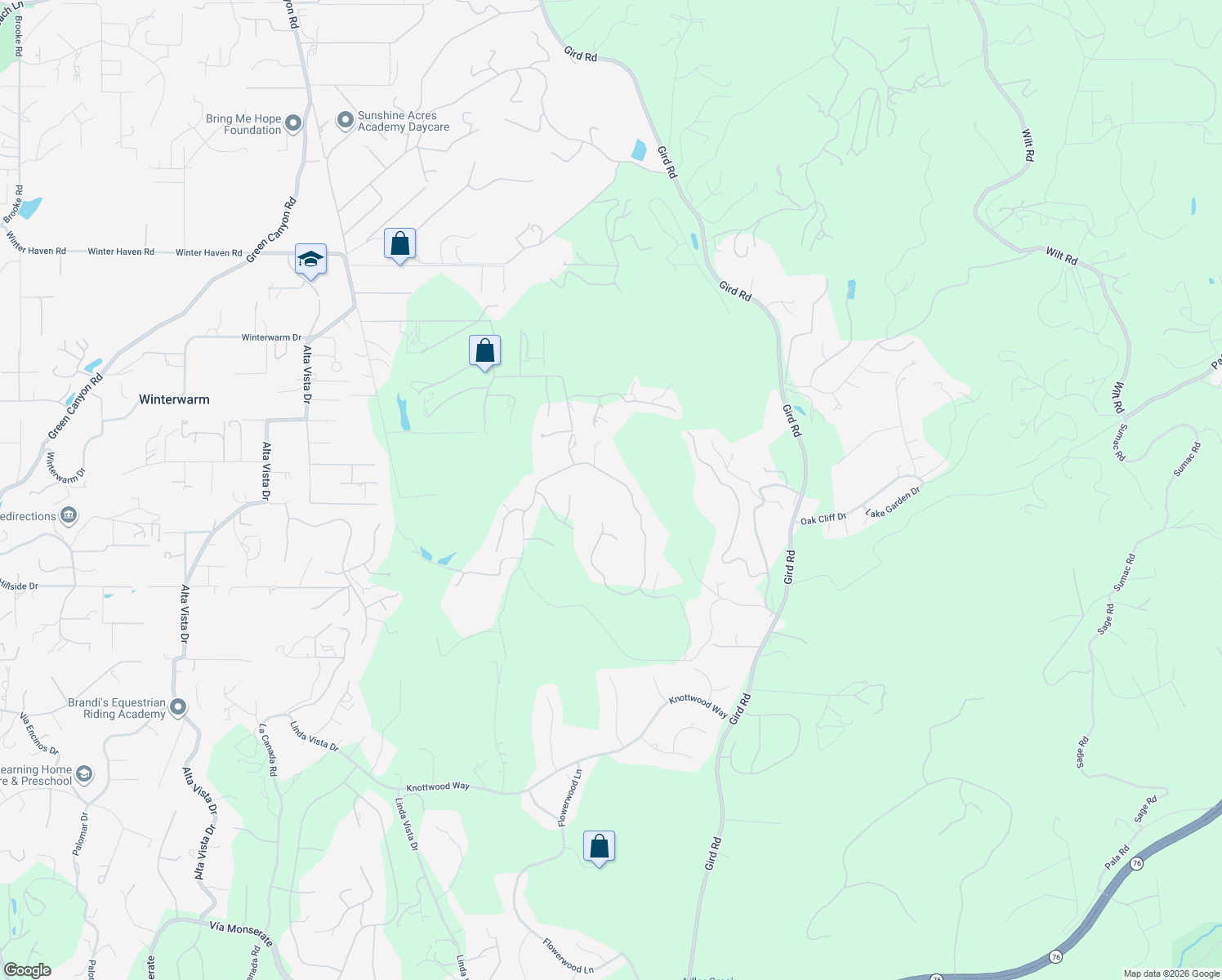 map of restaurants, bars, coffee shops, grocery stores, and more near 2645 Dos Lomas in Fallbrook