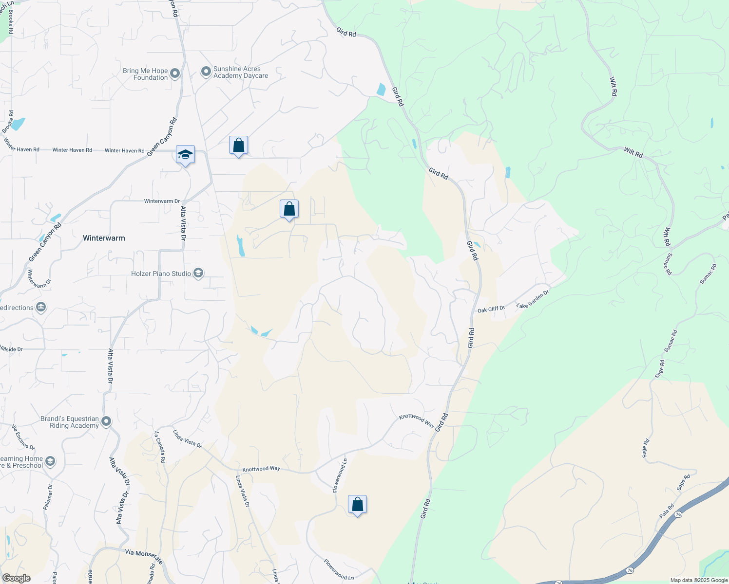 map of restaurants, bars, coffee shops, grocery stores, and more near 2644 Dos Lomas in Fallbrook