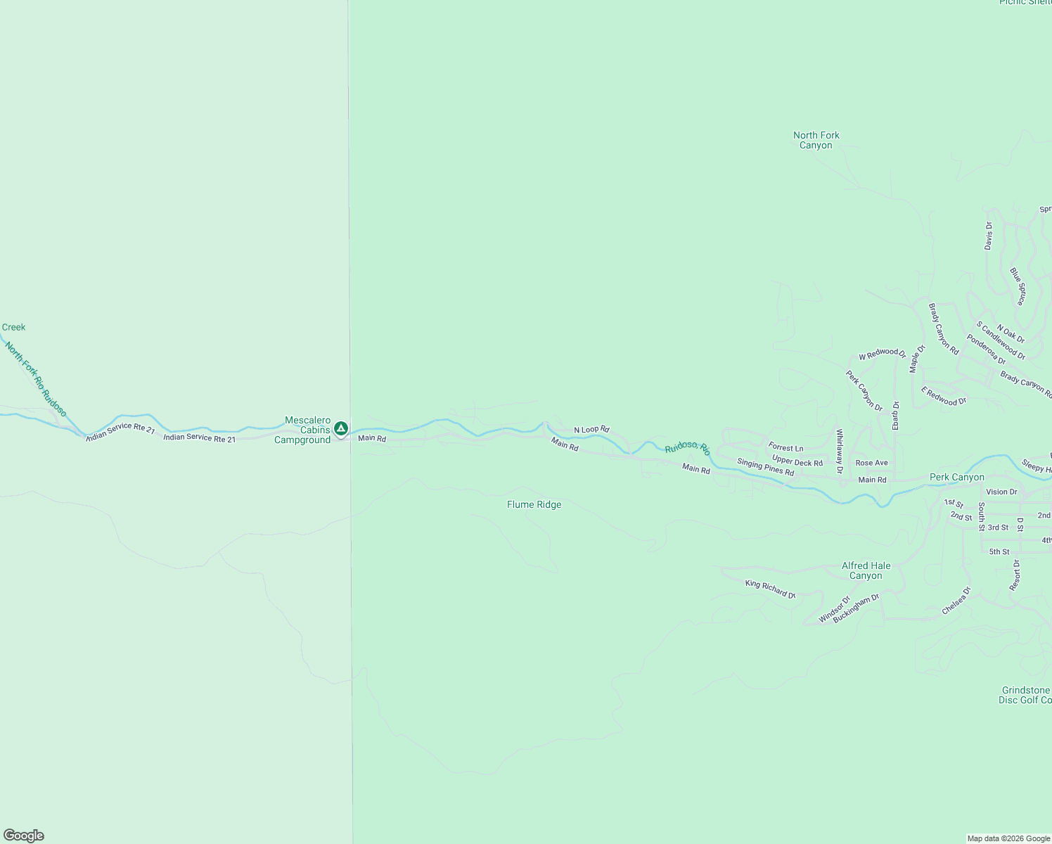 map of restaurants, bars, coffee shops, grocery stores, and more near 130-198 East Riverside Drive in Ruidoso