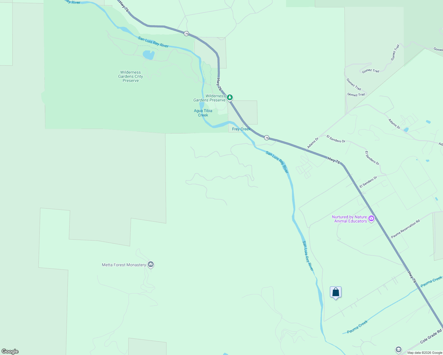 map of restaurants, bars, coffee shops, grocery stores, and more near Maridge Road in San Diego County