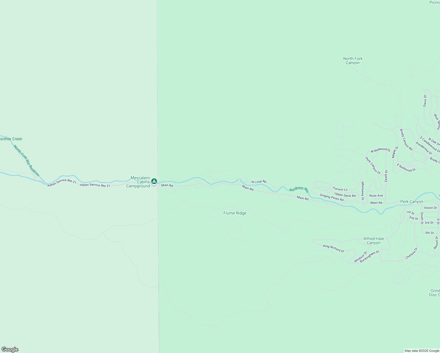 map of restaurants, bars, coffee shops, grocery stores, and more near 100 East Riverside Drive in Ruidoso