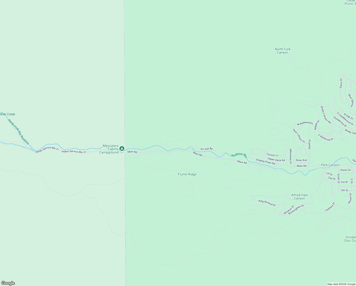 map of restaurants, bars, coffee shops, grocery stores, and more near 100-128 East Riverside Drive in Ruidoso