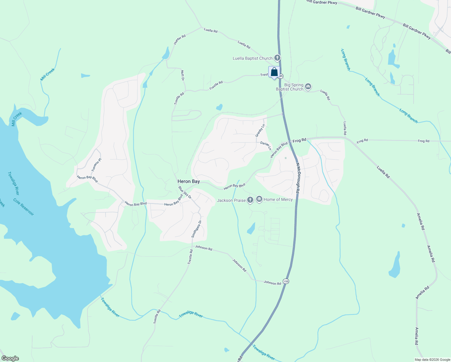 map of restaurants, bars, coffee shops, grocery stores, and more near 865 Brampton Way in Locust Grove