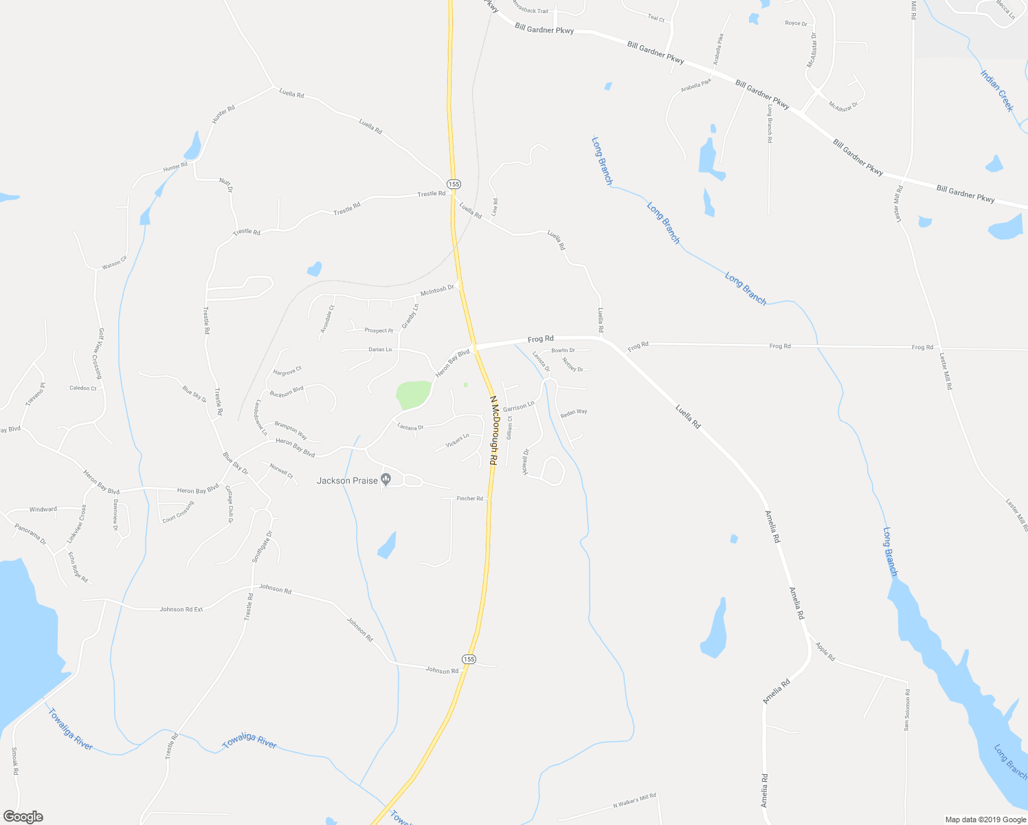 map of restaurants, bars, coffee shops, grocery stores, and more near 104 Garrison Lane in Locust Grove