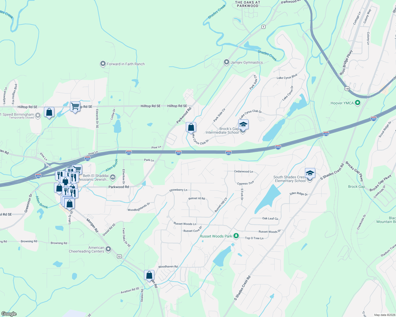 map of restaurants, bars, coffee shops, grocery stores, and more near 1928 Valewood Circle in Birmingham