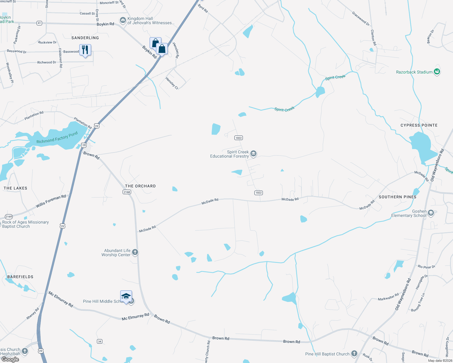 map of restaurants, bars, coffee shops, grocery stores, and more near 4059 Smokey Road in Hephzibah
