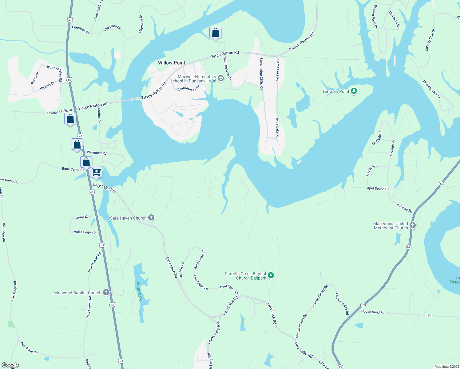 map of restaurants, bars, coffee shops, grocery stores, and more near 14910 Watercrest Drive in Northport