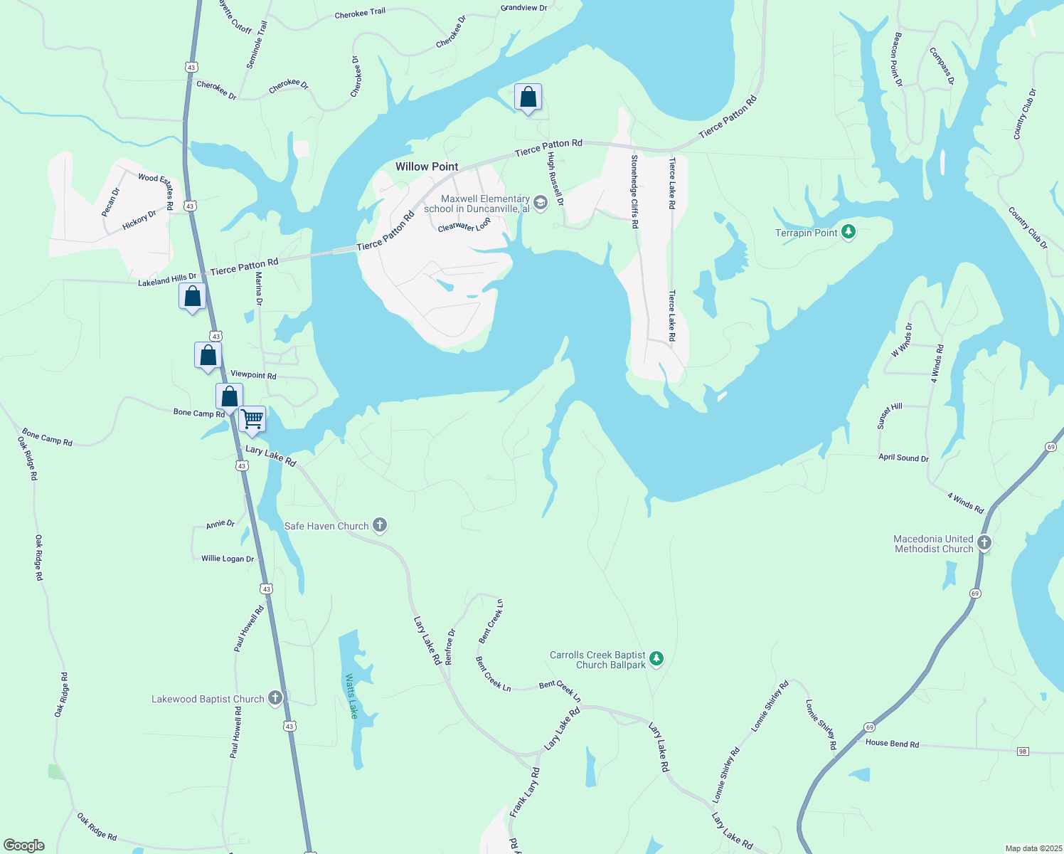 map of restaurants, bars, coffee shops, grocery stores, and more near 14910 Watercrest Drive in Northport
