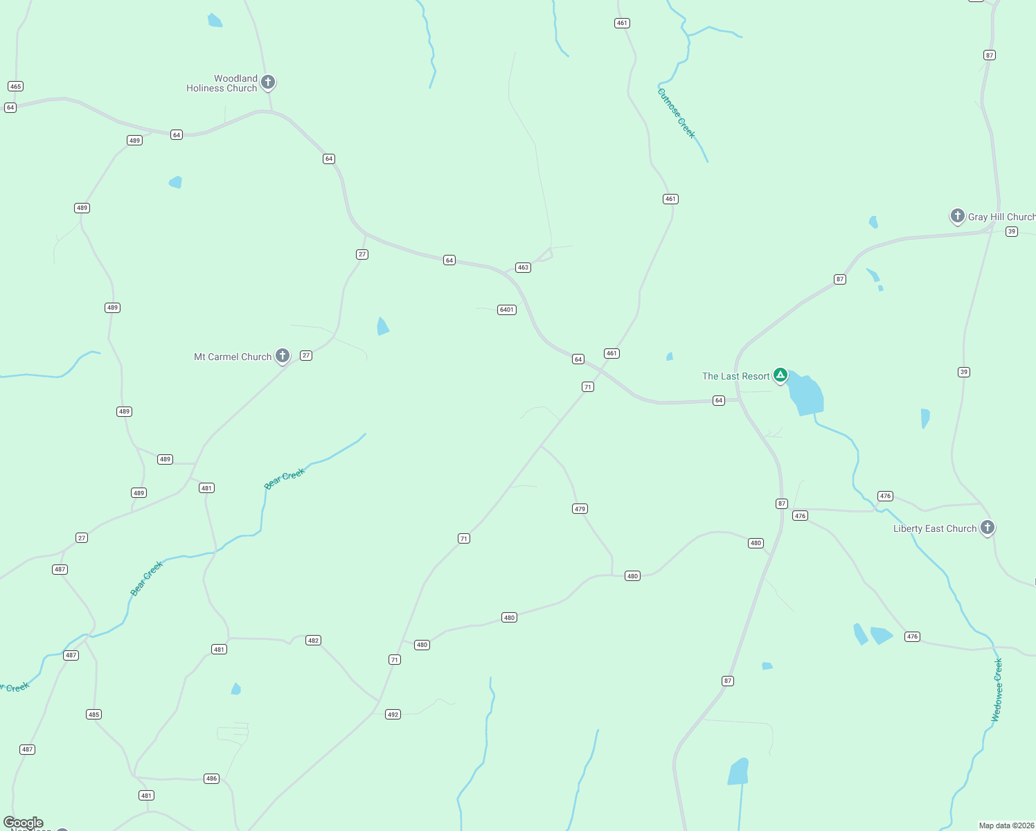 map of restaurants, bars, coffee shops, grocery stores, and more near 2107 County Road 71 in Woodland