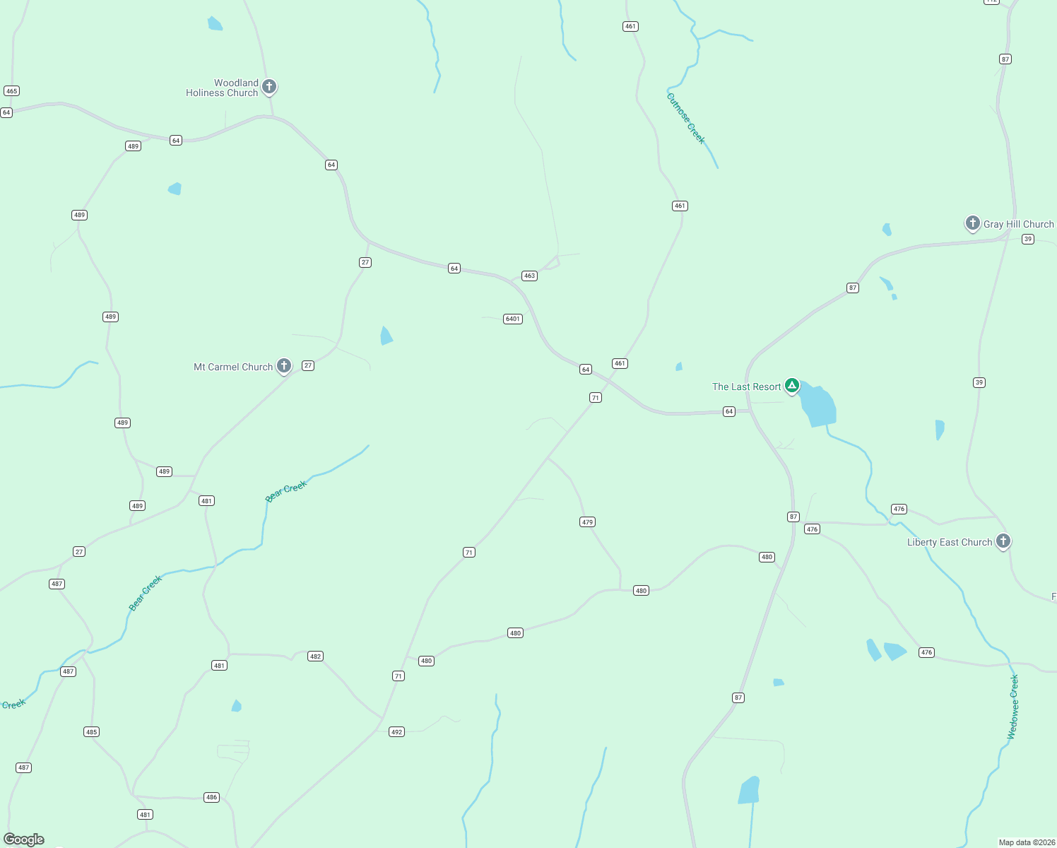 map of restaurants, bars, coffee shops, grocery stores, and more near 2107 County Road 71 in Woodland
