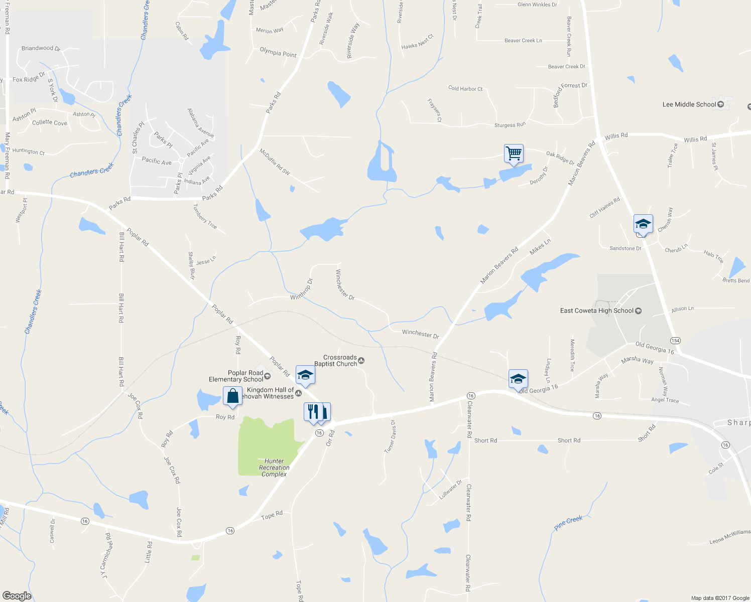 map of restaurants, bars, coffee shops, grocery stores, and more near 229 Winchester Drive in Sharpsburg