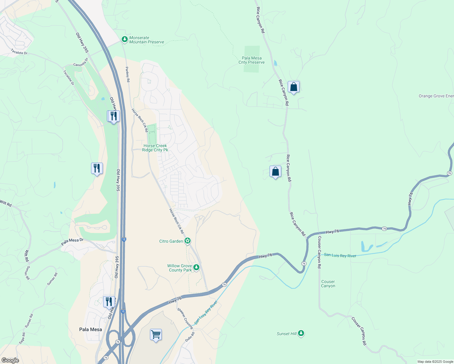 map of restaurants, bars, coffee shops, grocery stores, and more near 500-2 West Fallbrook Street in Fallbrook