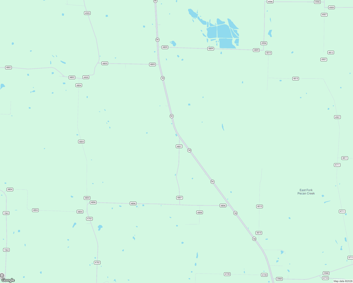 map of restaurants, bars, coffee shops, grocery stores, and more near 7638 County Road 4807 in Ladonia