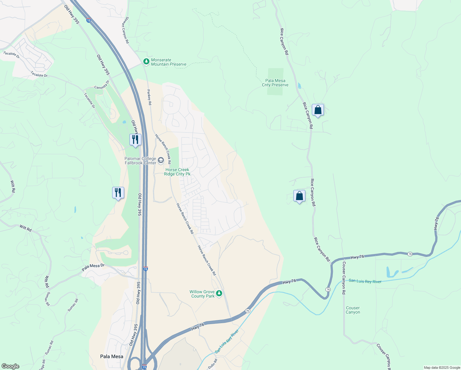 map of restaurants, bars, coffee shops, grocery stores, and more near 500-2 West Fallbrook Street in Fallbrook