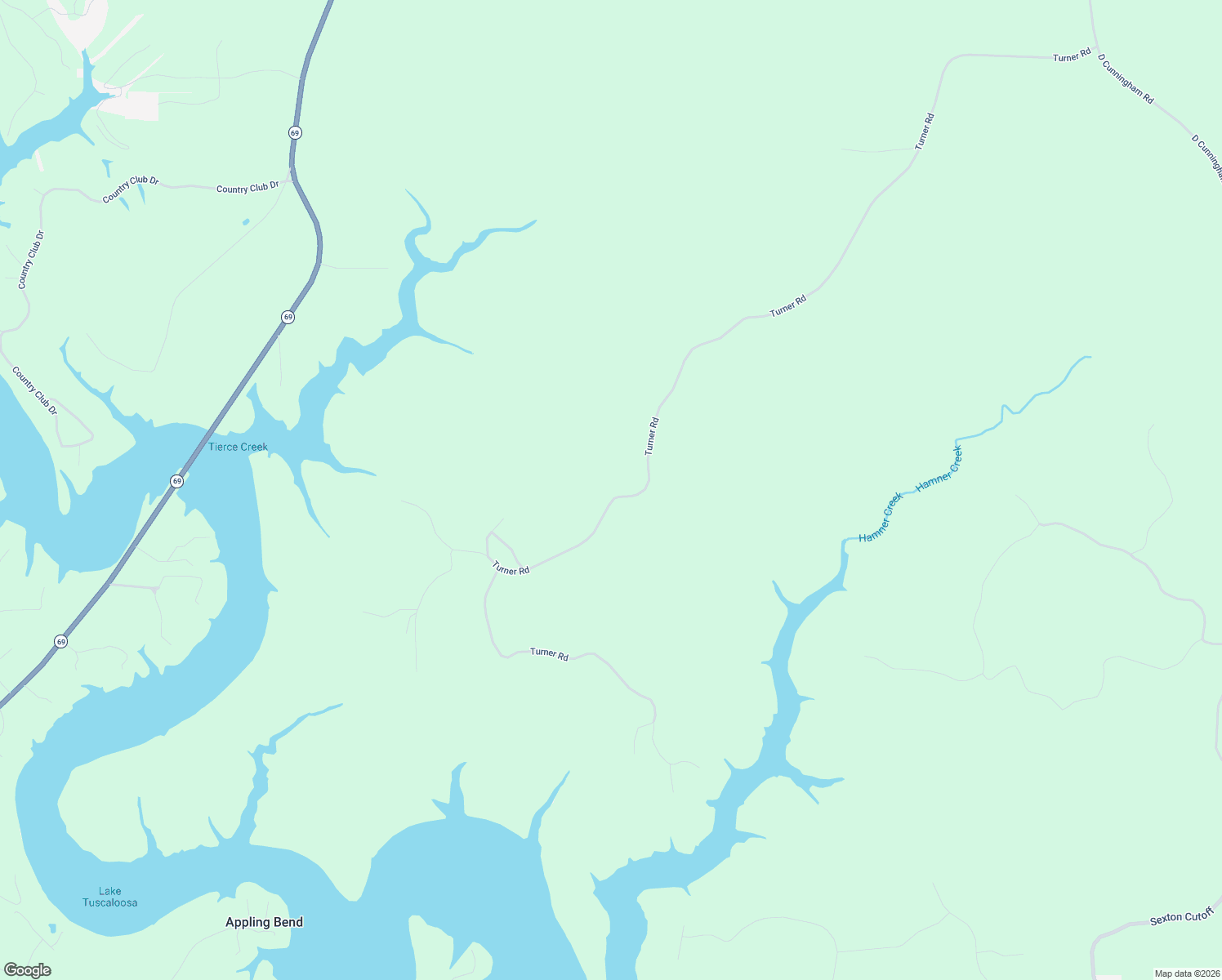 map of restaurants, bars, coffee shops, grocery stores, and more near 11109 Turner Road in Tuscaloosa