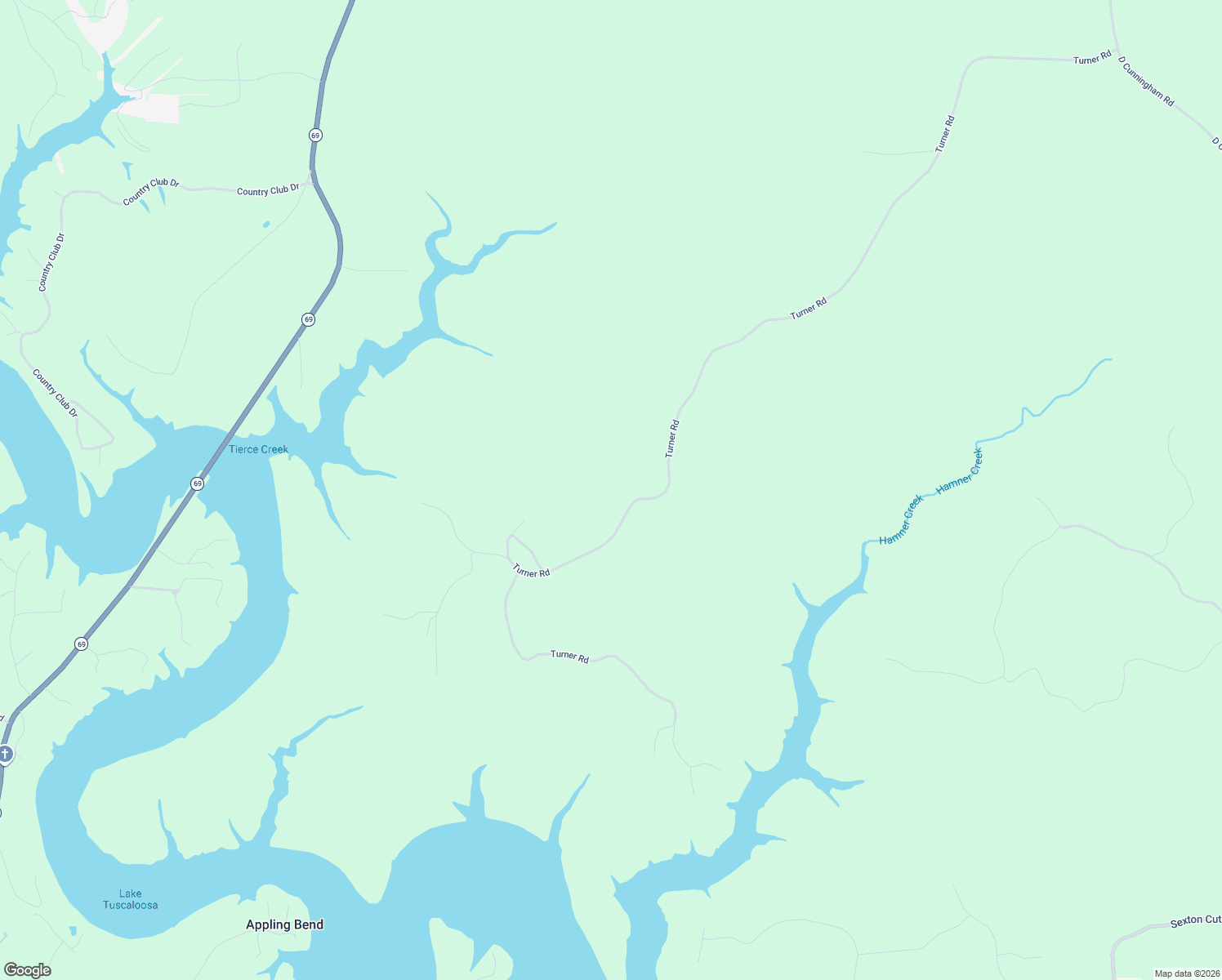 map of restaurants, bars, coffee shops, grocery stores, and more near 11109 Turner Road in Tuscaloosa
