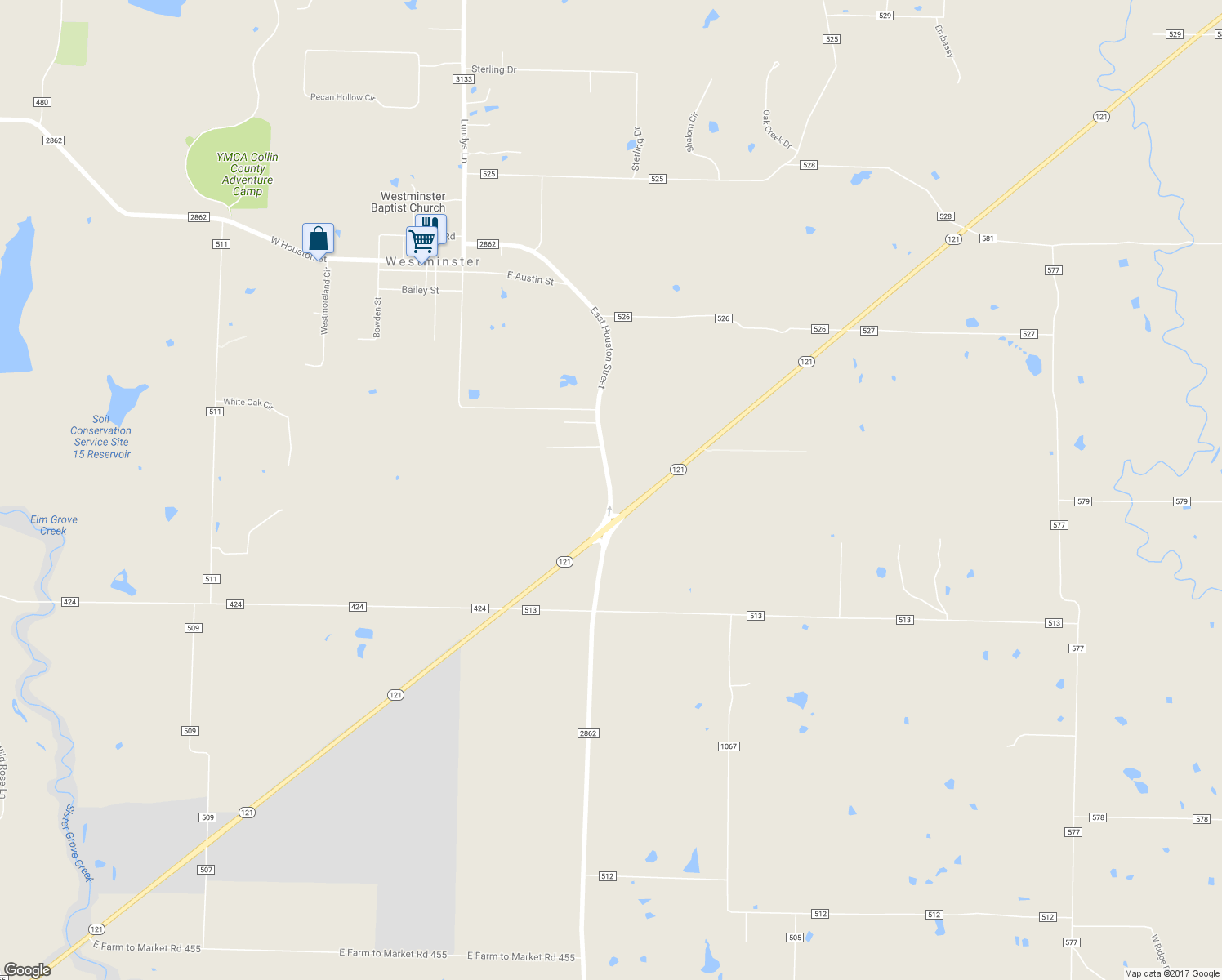 map of restaurants, bars, coffee shops, grocery stores, and more near 8035 Farm to Market Road 2862 in Anna