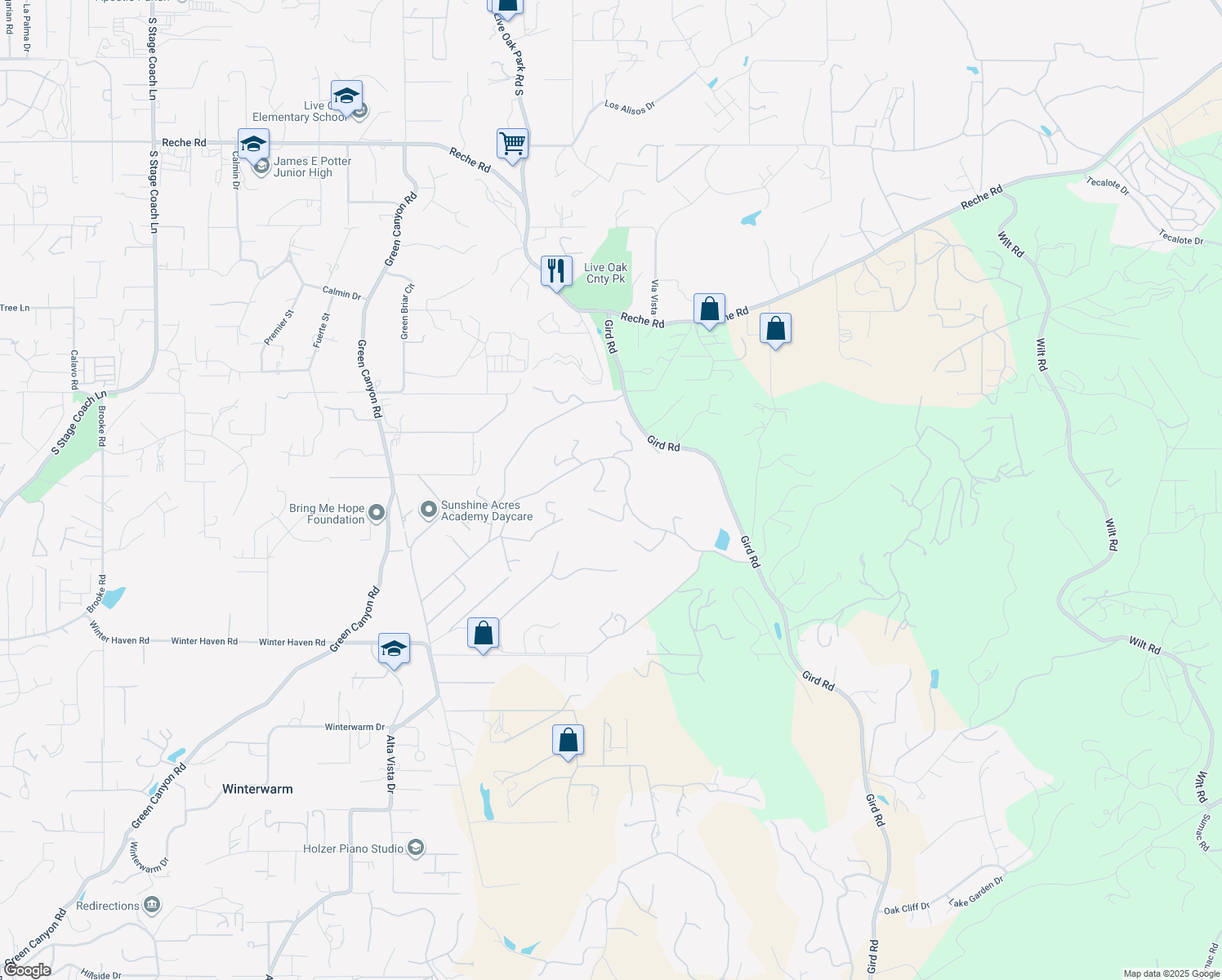 map of restaurants, bars, coffee shops, grocery stores, and more near 2706 Vía Del Robles in Fallbrook
