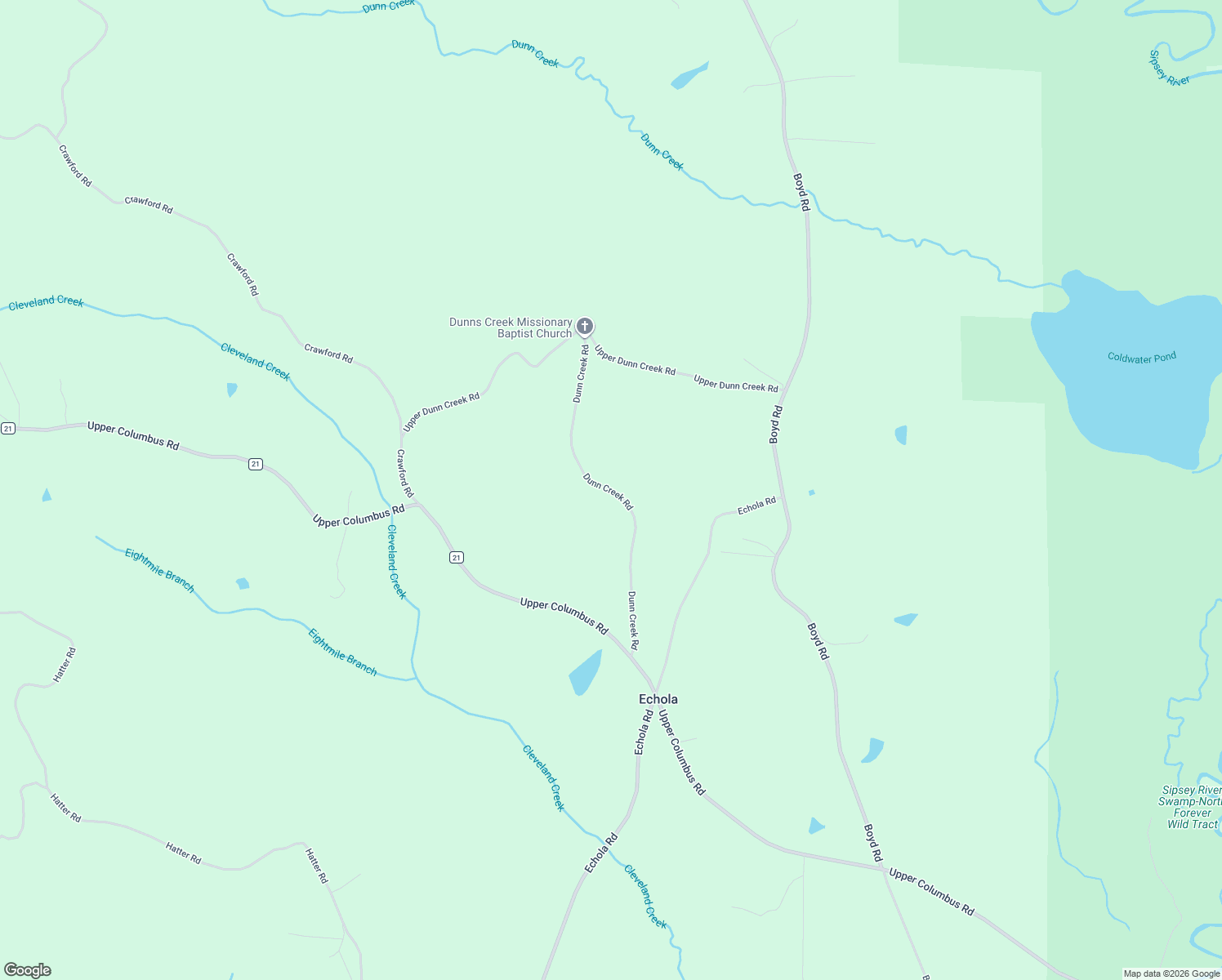 map of restaurants, bars, coffee shops, grocery stores, and more near 15294 Dunn Creek Road in Gordo
