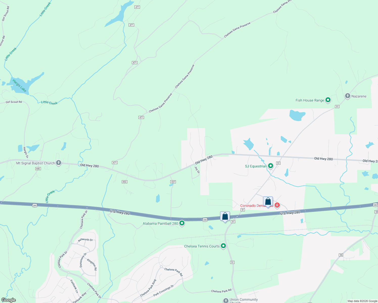 map of restaurants, bars, coffee shops, grocery stores, and more near 129 Crest Drive in Sterrett