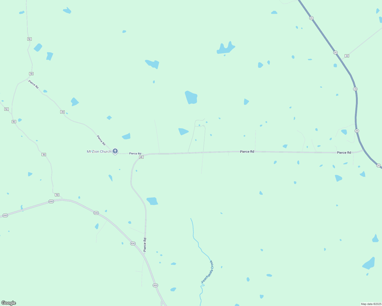 map of restaurants, bars, coffee shops, grocery stores, and more near Pierce Road in Vaiden