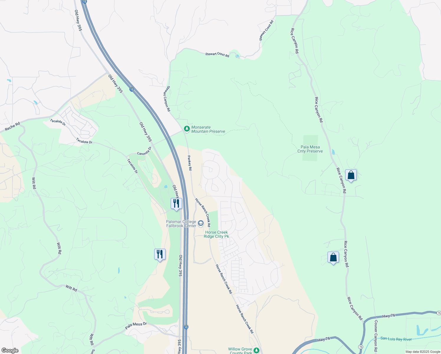 map of restaurants, bars, coffee shops, grocery stores, and more near 303 Ventasso Way in Fallbrook