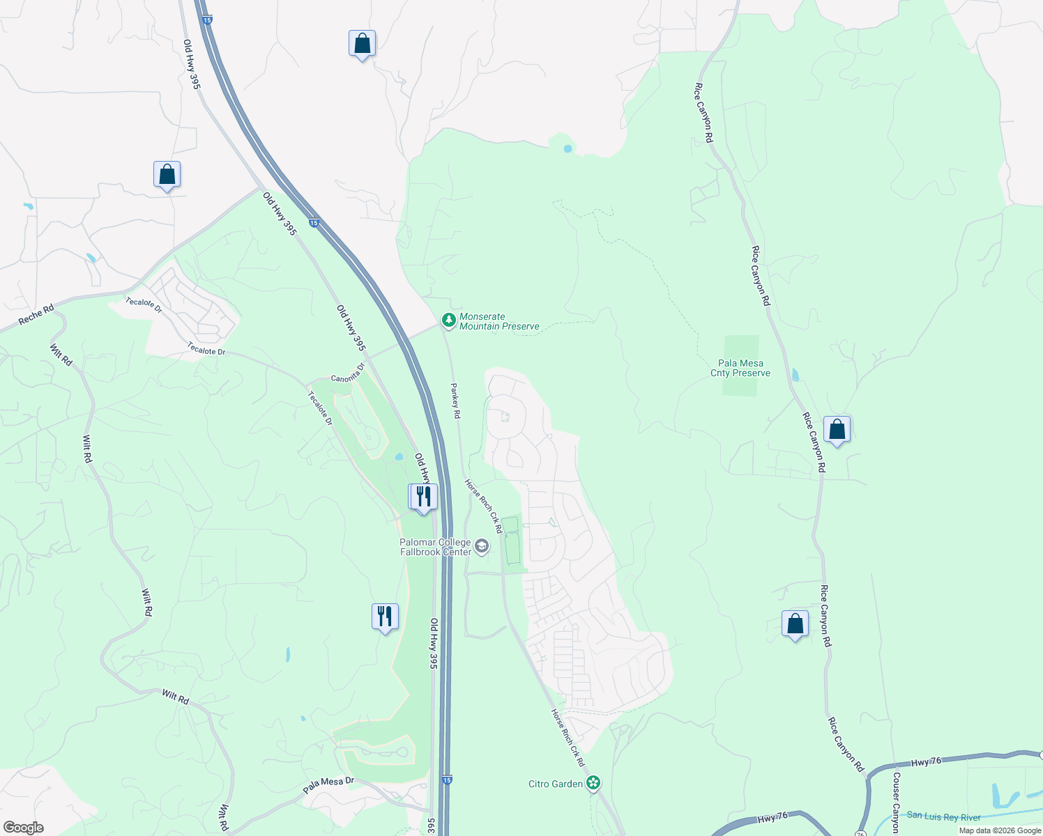 map of restaurants, bars, coffee shops, grocery stores, and more near 338 Ventasso Way in Fallbrook