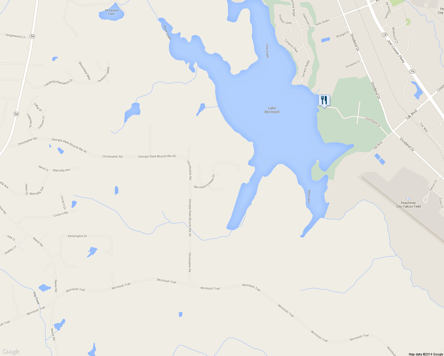 map of restaurants, bars, coffee shops, grocery stores, and more near 35 McIntosh Estates Way in Sharpsburg