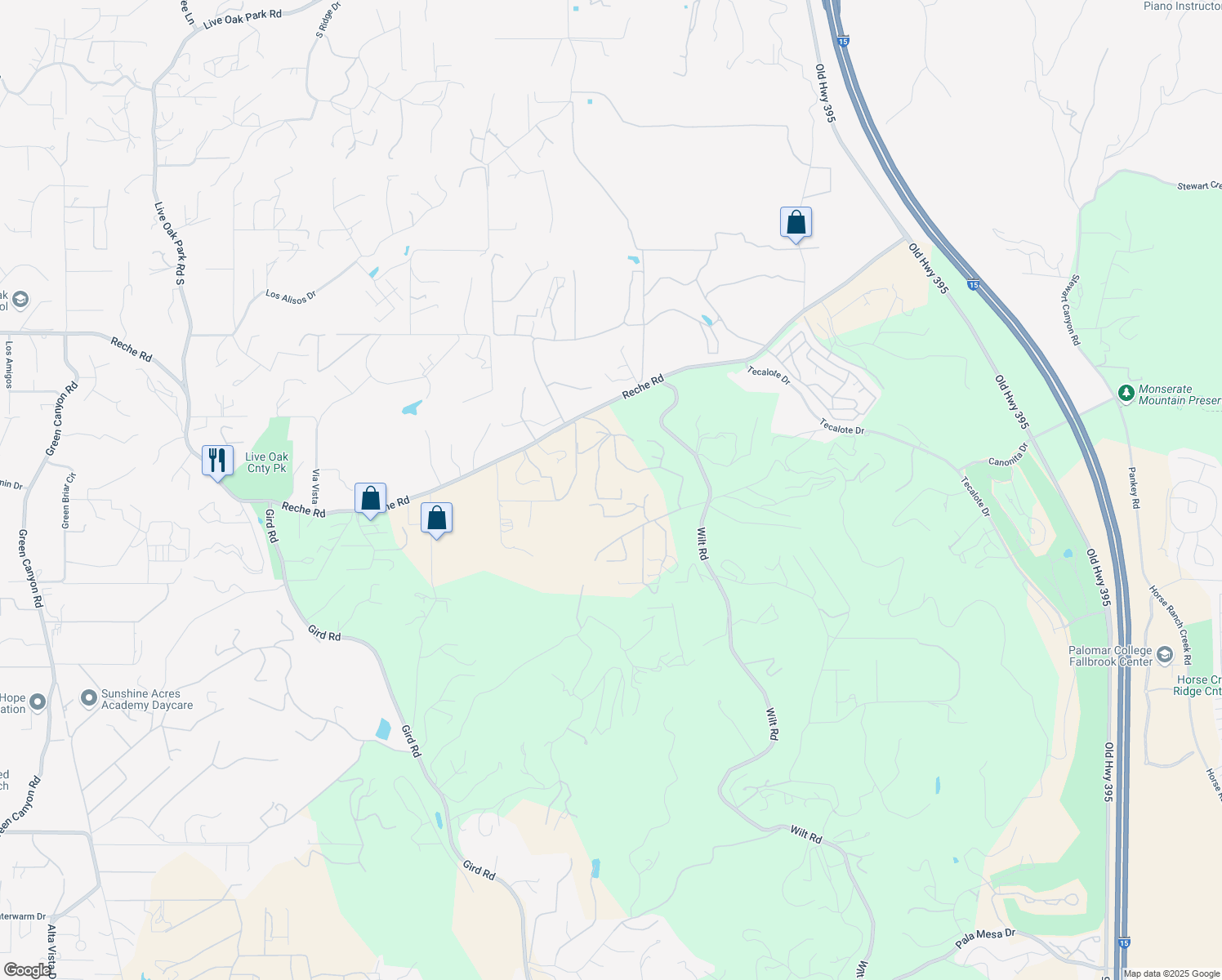 map of restaurants, bars, coffee shops, grocery stores, and more near 1415 Vía Chaparral in Fallbrook