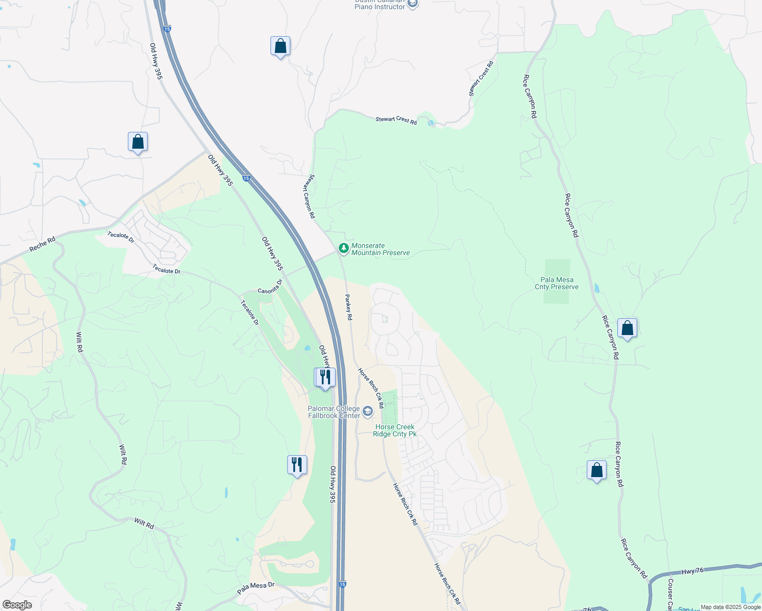 map of restaurants, bars, coffee shops, grocery stores, and more near 422 Ventasso Way in Fallbrook