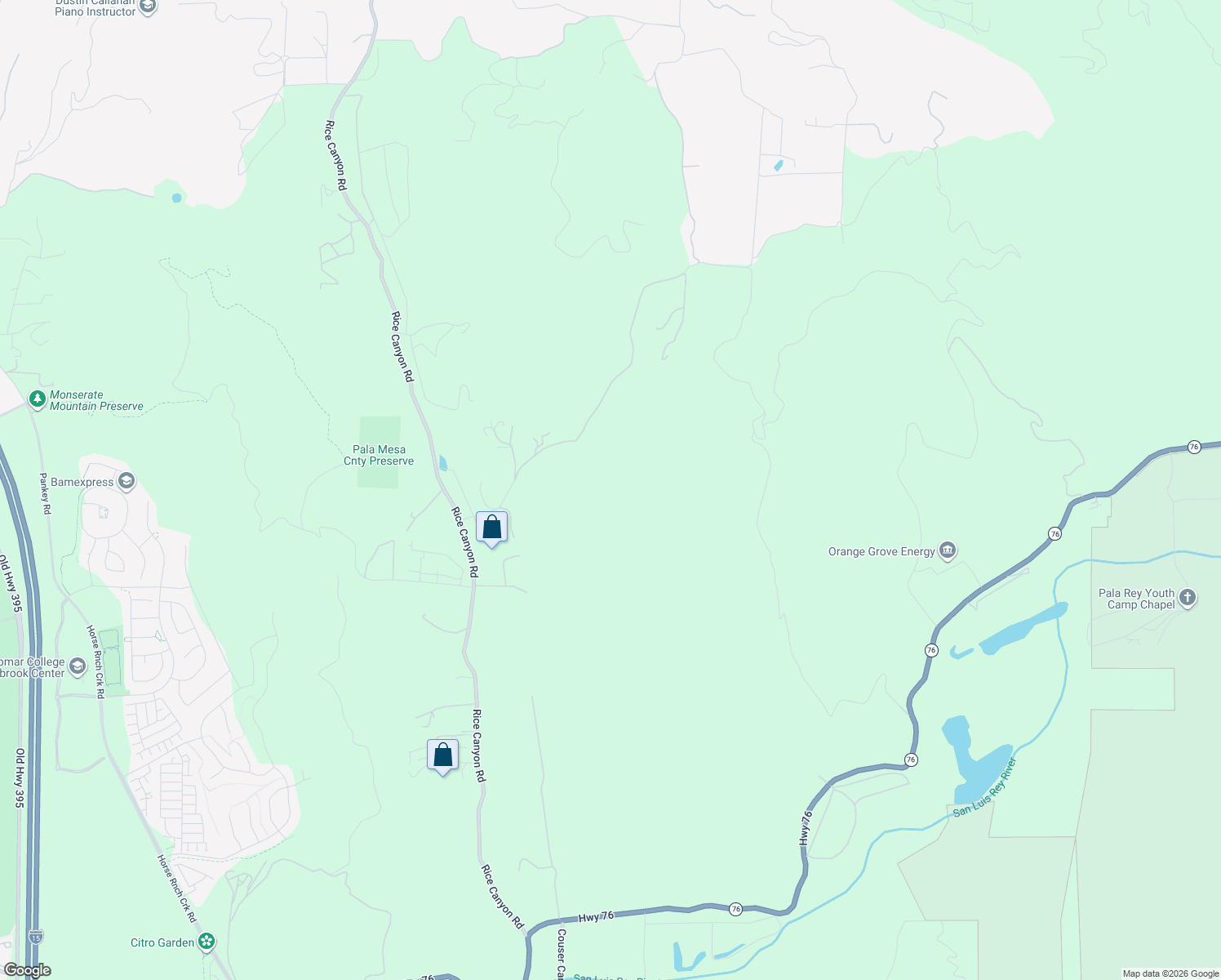 map of restaurants, bars, coffee shops, grocery stores, and more near 35513-35599 Huntley Road in Fallbrook