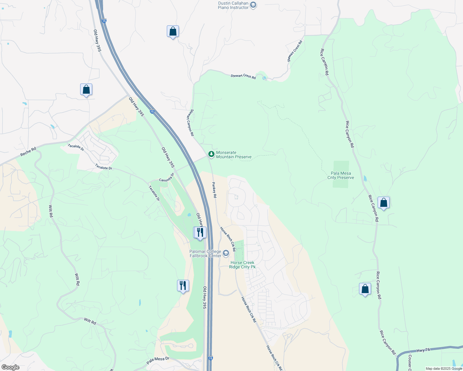 map of restaurants, bars, coffee shops, grocery stores, and more near 422 Ventasso Way in Fallbrook