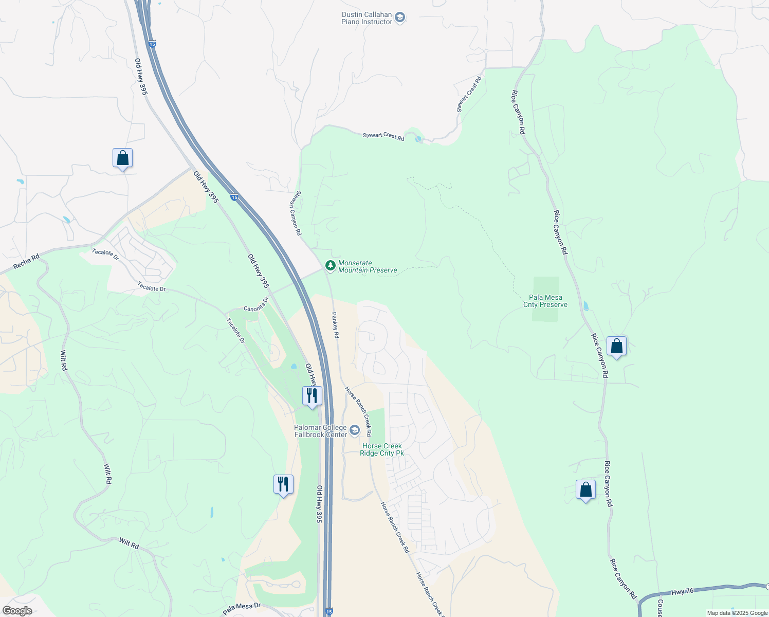 map of restaurants, bars, coffee shops, grocery stores, and more near 280 Shetland Way in Fallbrook