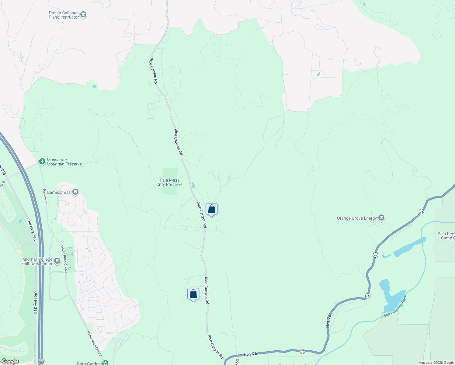 map of restaurants, bars, coffee shops, grocery stores, and more near 35513 Huntley Road in Fallbrook
