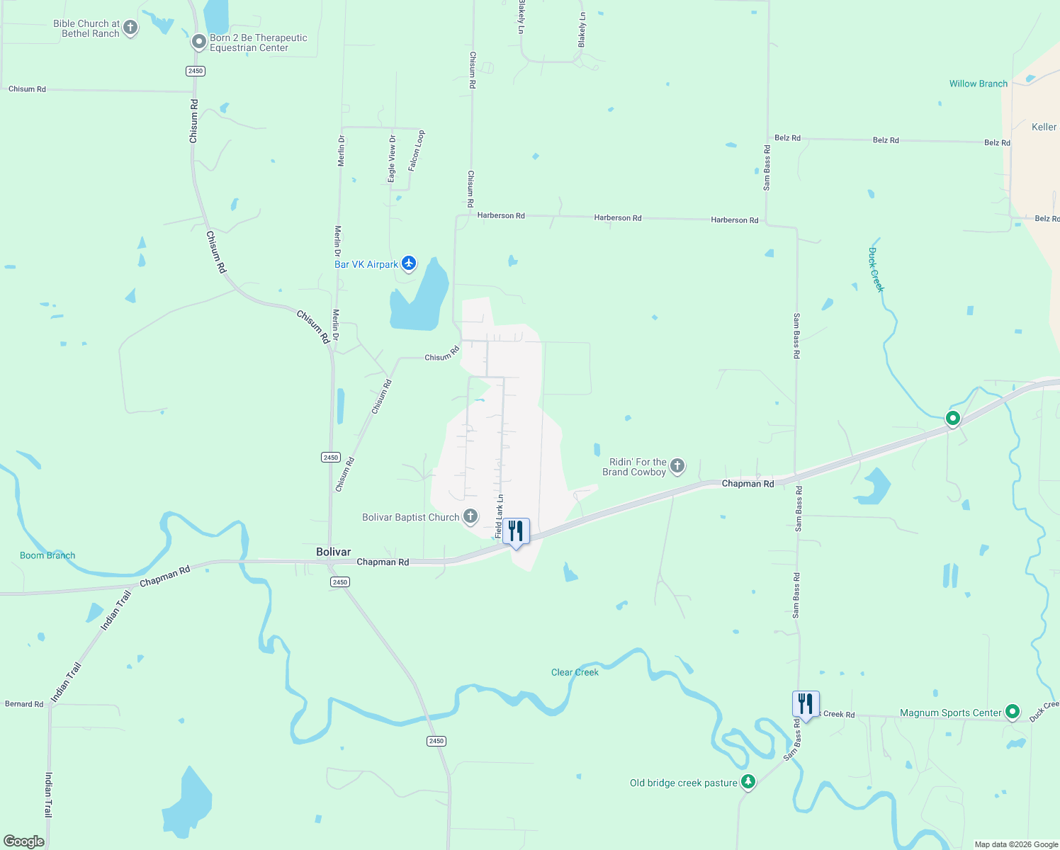 map of restaurants, bars, coffee shops, grocery stores, and more near 10133 Kildee Trail in Sanger
