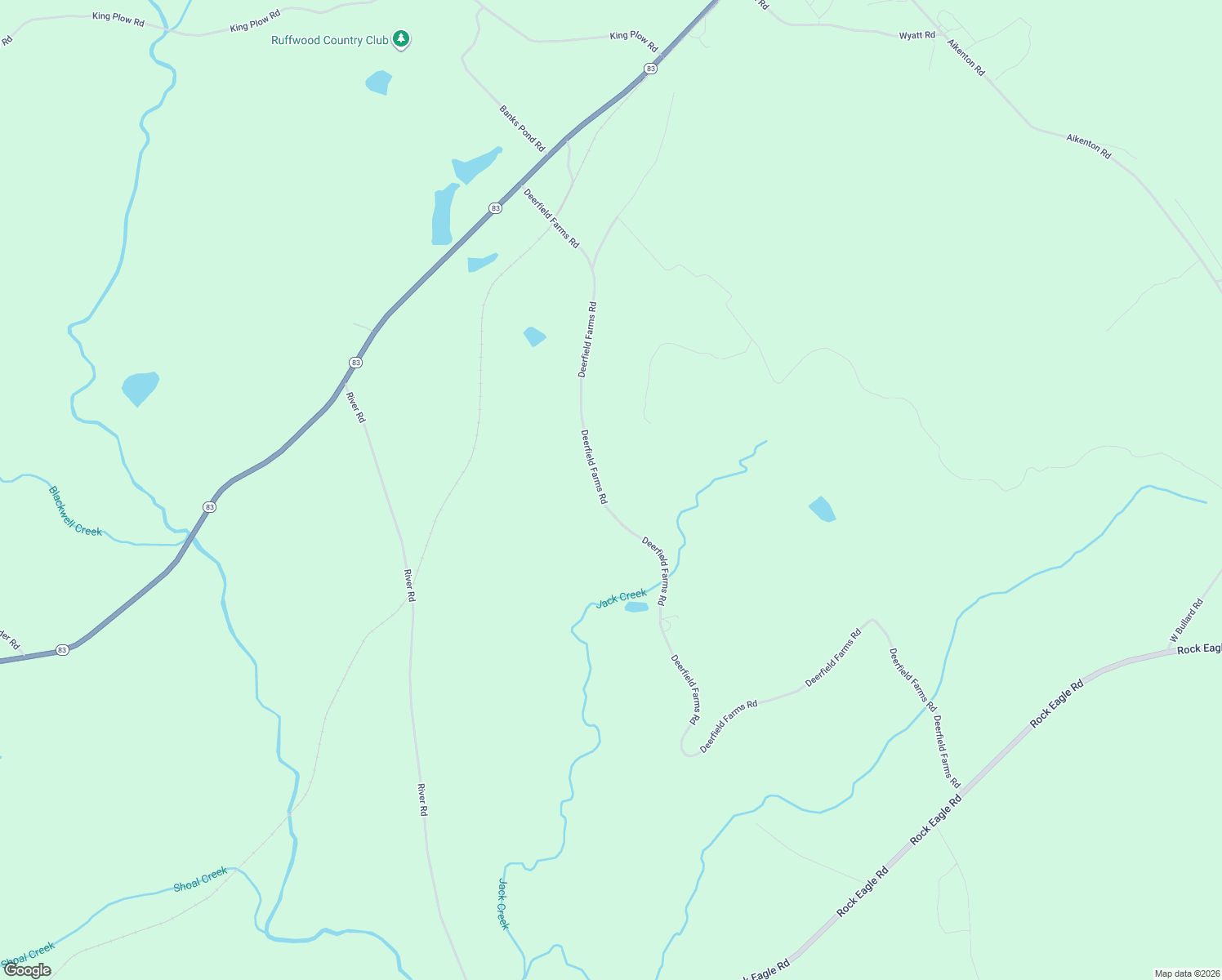 map of restaurants, bars, coffee shops, grocery stores, and more near 2224 Deerfield Farms Road in Monticello
