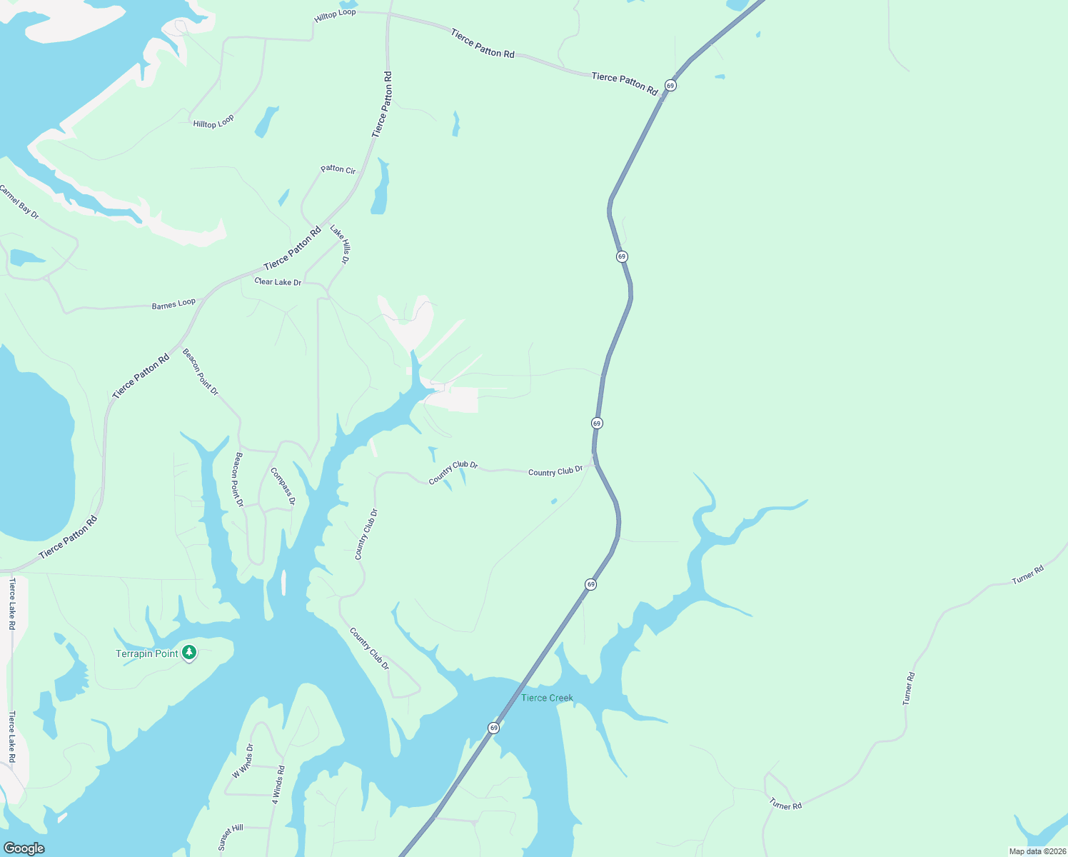 map of restaurants, bars, coffee shops, grocery stores, and more near 15788 Alabama 69 in Northport
