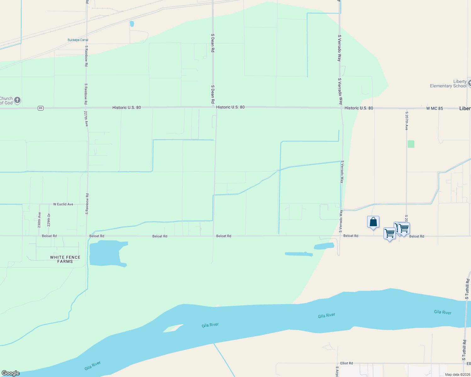 map of restaurants, bars, coffee shops, grocery stores, and more near 21729 W Winston Ln in Buckeye