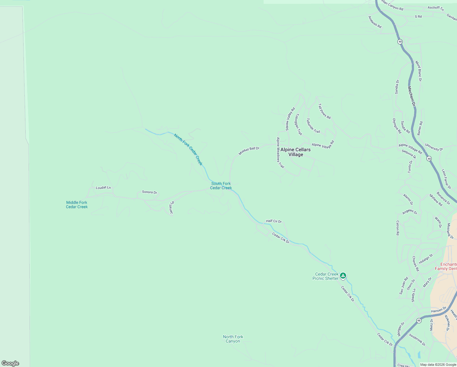 map of restaurants, bars, coffee shops, grocery stores, and more near 117 Musket Court in Ruidoso