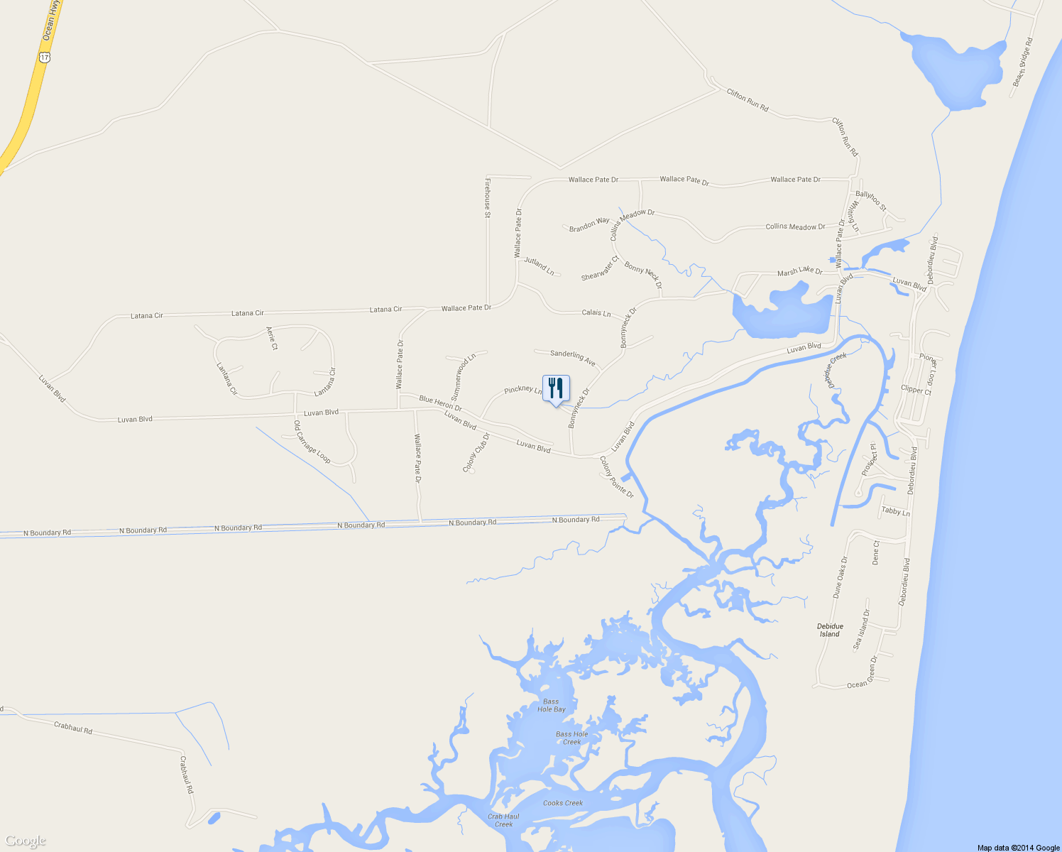 map of restaurants, bars, coffee shops, grocery stores, and more near 469 Blue Heron Dr in Georgetown