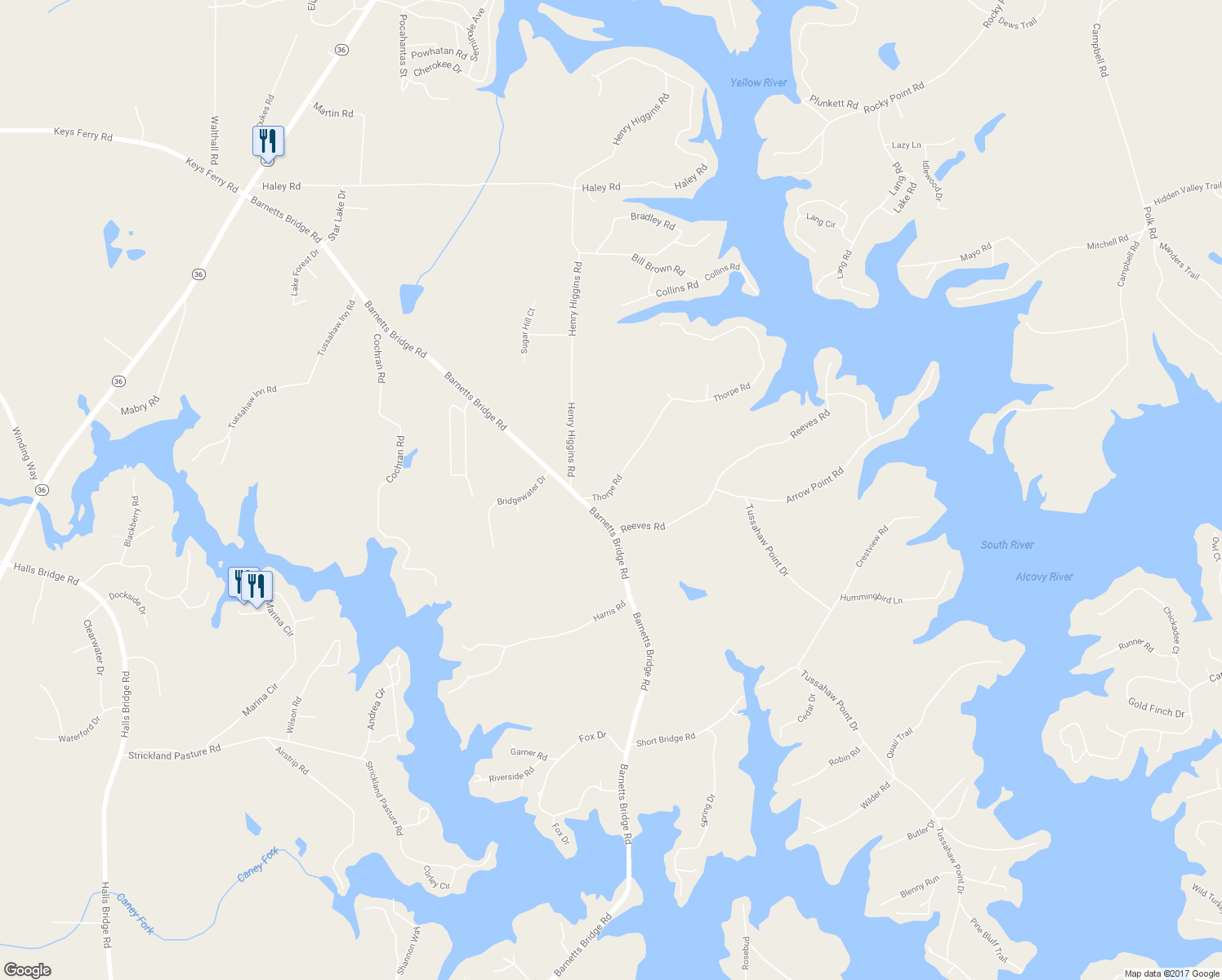 map of restaurants, bars, coffee shops, grocery stores, and more near 168 Thorpe Road in Jackson