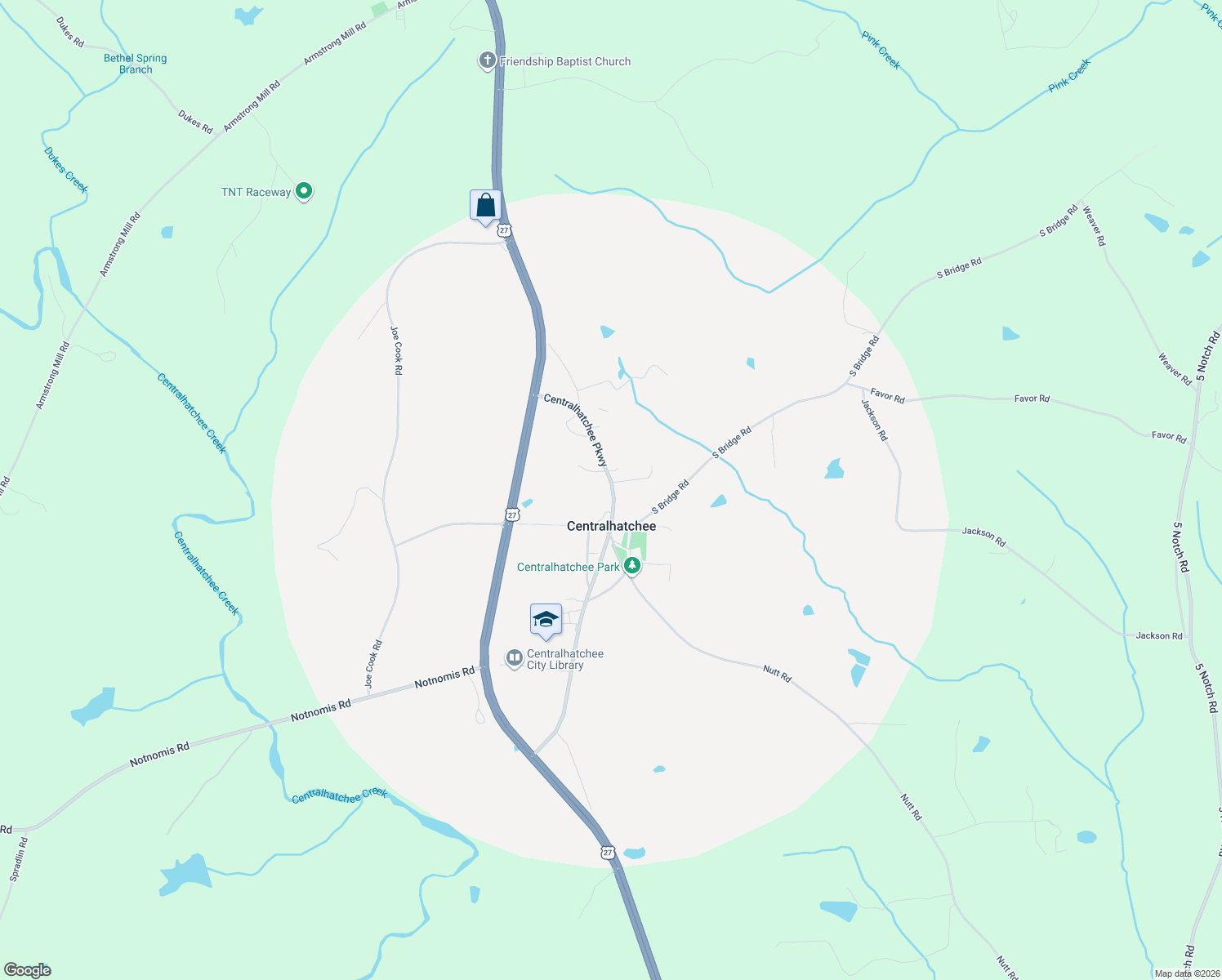 map of restaurants, bars, coffee shops, grocery stores, and more near 773 Centralhatchee Pkwy in Franklin