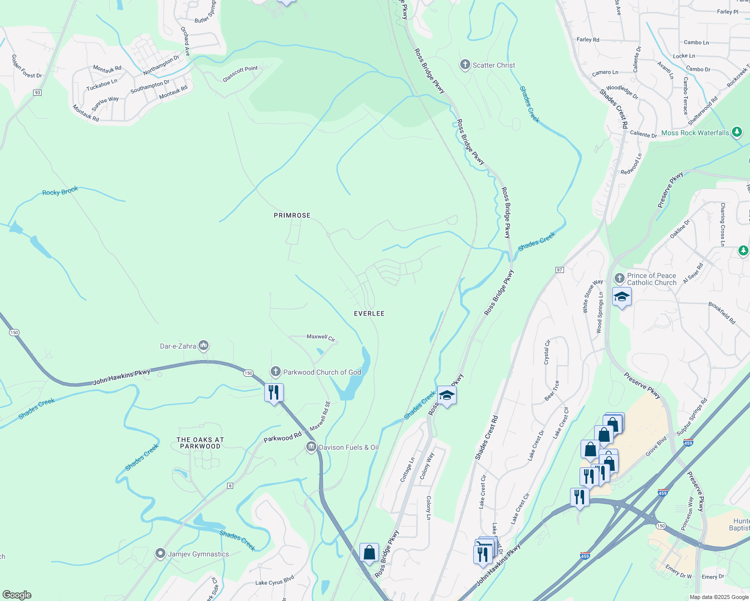 map of restaurants, bars, coffee shops, grocery stores, and more near in Bessemer